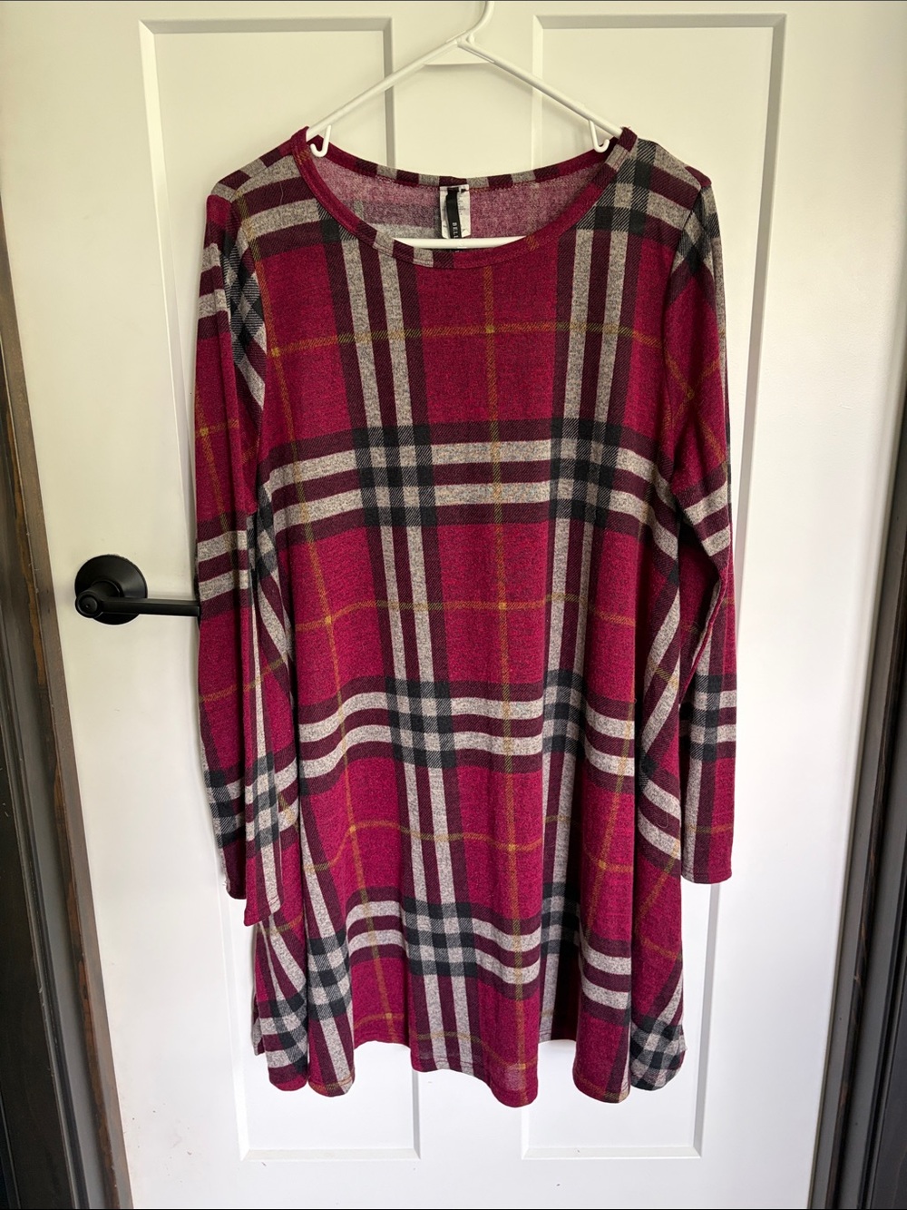 Womens Plaid Long Sleeve Swing Tunic 3x